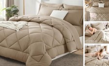 Size Comforter Set - 7 Pieces Bed in a Bag Luxury Soft Bed Set for King Taupe
