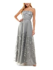 CITY STUDIO Womens Gown Full-Length Dress Gray Sleeveless Formal Juniors 1