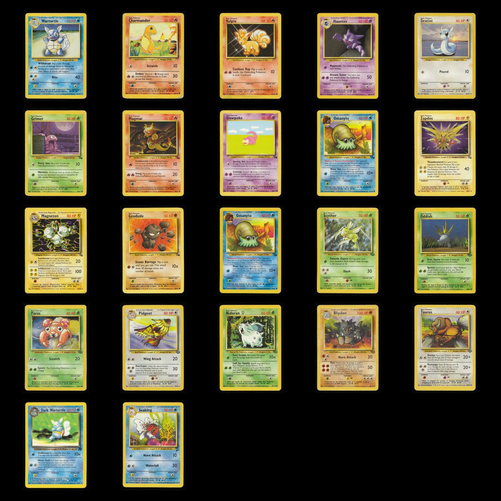 22 Card Pokemon TCG WOTC Mixed Sets Lot Base Jungle Fossil Rocket HP
