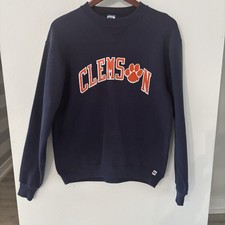 Vintage Russel Sweatshirt Shirt Mens M Clemson Crewneck Navy Blue Made In USA