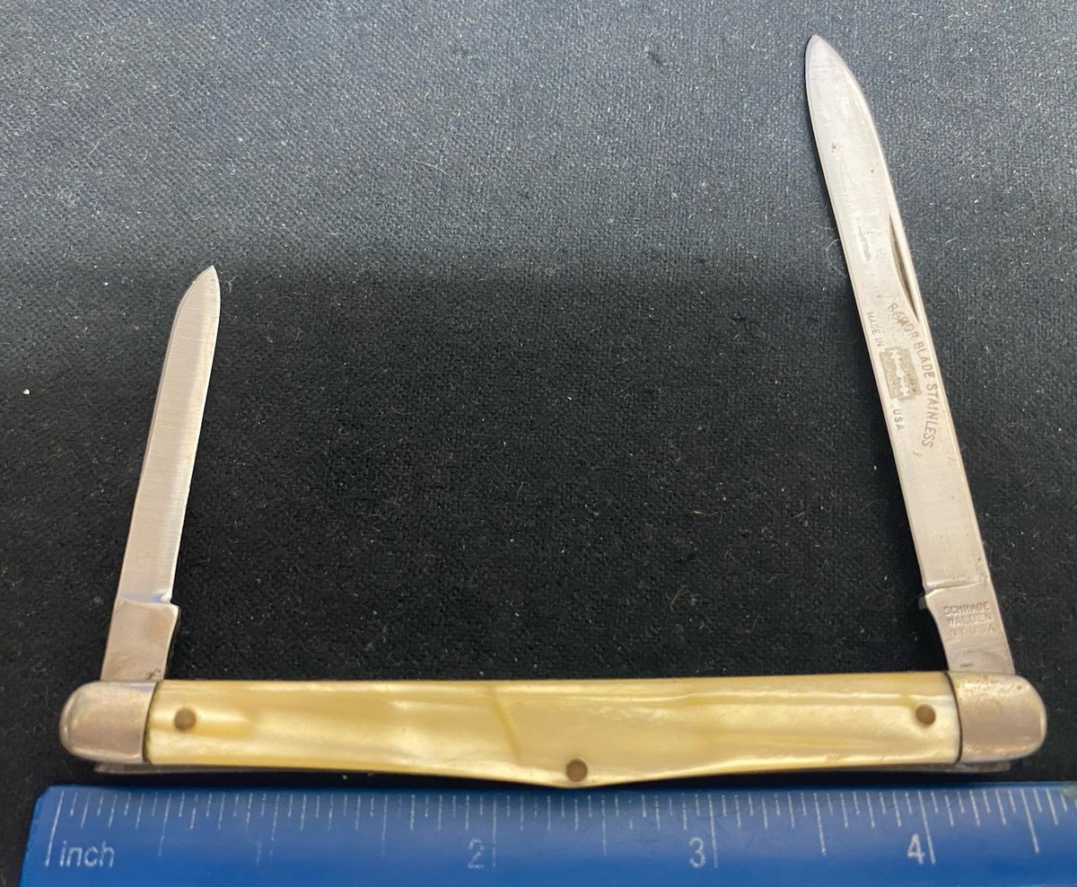 Schrade Walden USA SS700 Melon Tester Knife, Imitation Pearl