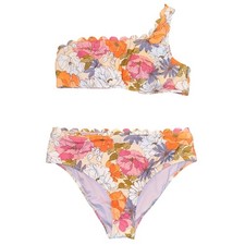 Cupshe XL One Shoulder Floral Bikini Set Scalloped Trim NWT