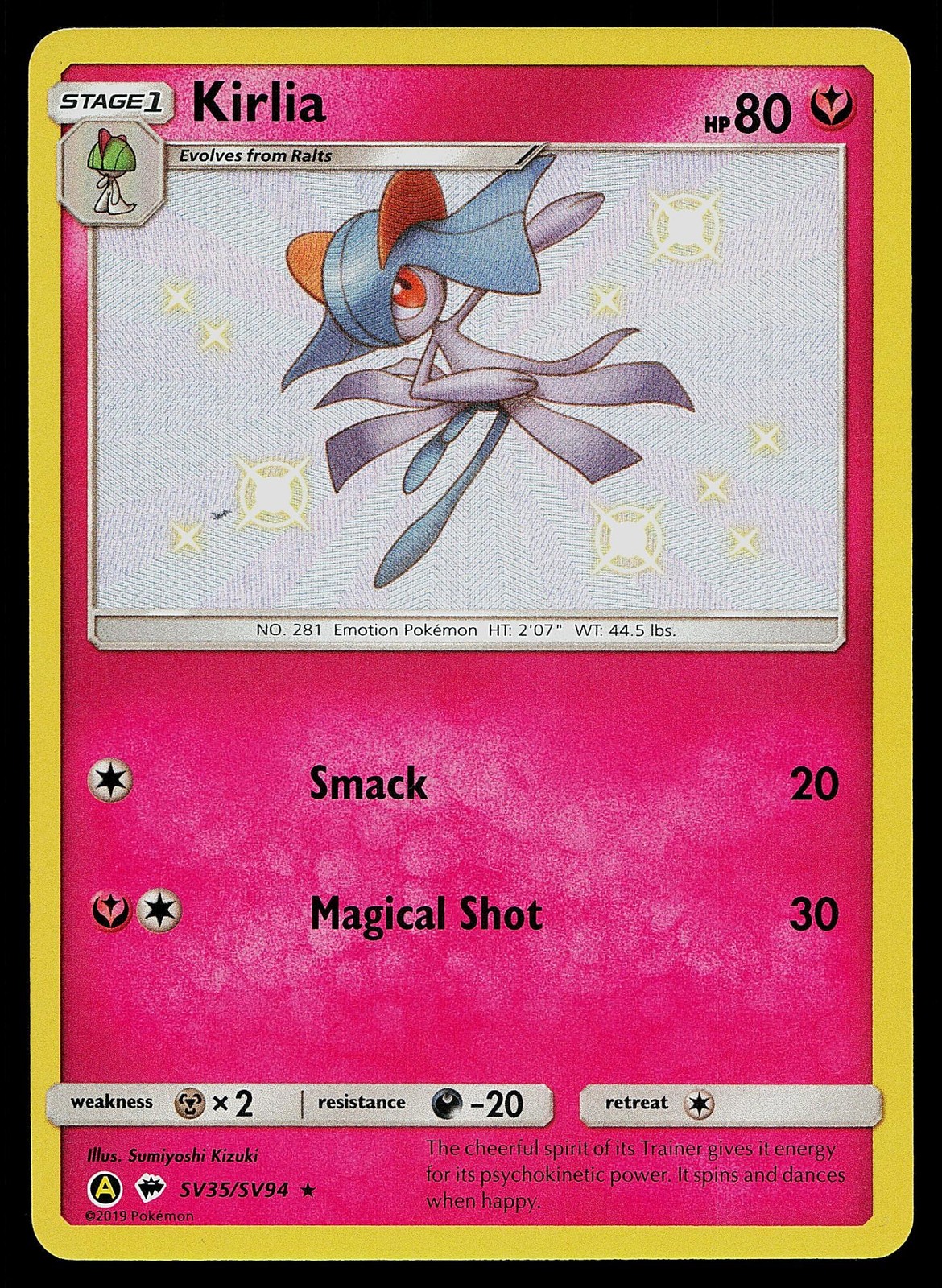 Pokemon Card Hidden Fates Shiny Vault Kirlia SV35/SV94 Rare Holo
