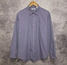 YSL Yves Saint Laurent Vintage Mens Purple Cotton Button Up Shirt Size 42 16 1/2