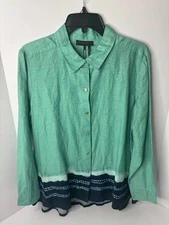 Donna Karan New York Long Sleeve Shirt Size Medium Sea Glass New