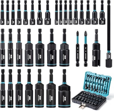 LIBRATON Magnetic Nut Driver Set, 35PCs Impact Driver Bit Set, Deep Nut Driver