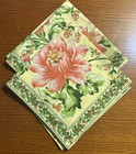 April Cornell Yellow Red Green Floral Cotton Napkins Pair of 2 #24