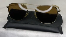 Vintage American Optical Original Pilot Aviator Sunglasses Gold 55-20-140 USA