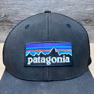 Patagonia Hat Cap Snap Back Black Trucker P-6 Logo Patch Organic