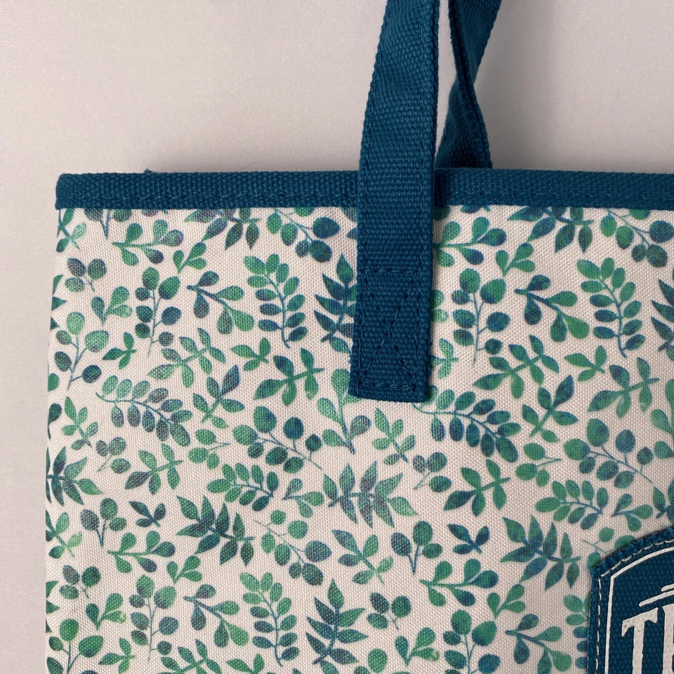 New Turquoise Blue Floral Canvas Tote Bag Christian Art Gifts Proverbs 15x14x4” - Image 3 of 4