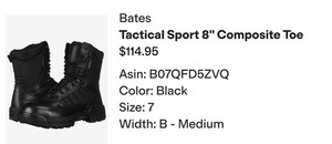Safety shoes Bates Sport Composite Toe Tactical Boots Black Women’s US 7 Medium