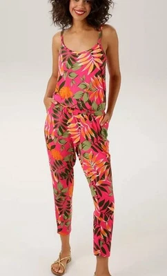NEU 7/8 JUMPSUIT OVERALL VISCOSE 34 38 40 42 44 46 48 ANISTON rot bunt *74640601 - Bild 1 von 4