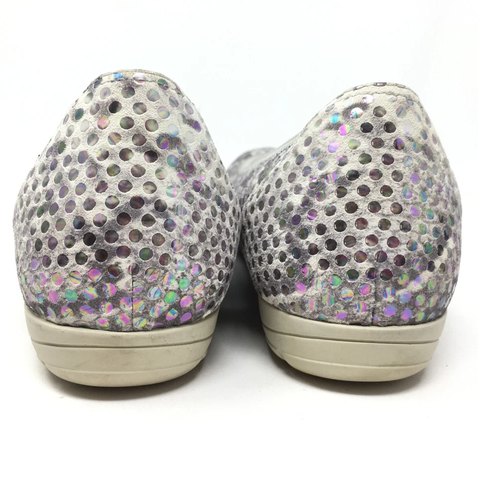 Zapatos planos de ballet Mephisto Emilie para mujer talla 8,5 EE. UU. 6 Reino Unido cuero gris plateado Foto 3 de 4
