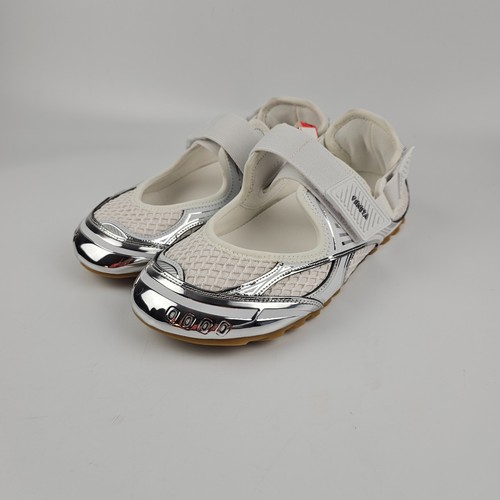 BOTTEGA VENETA Orbit Flash Mary Jane Silver/White Sneakers New