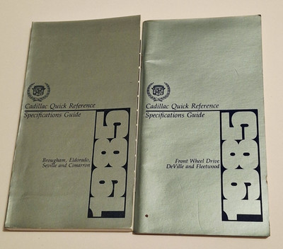 Cadillac Quick Reference Pocket Book 1985 FWD Deville and Fleetwood PLEASE READ