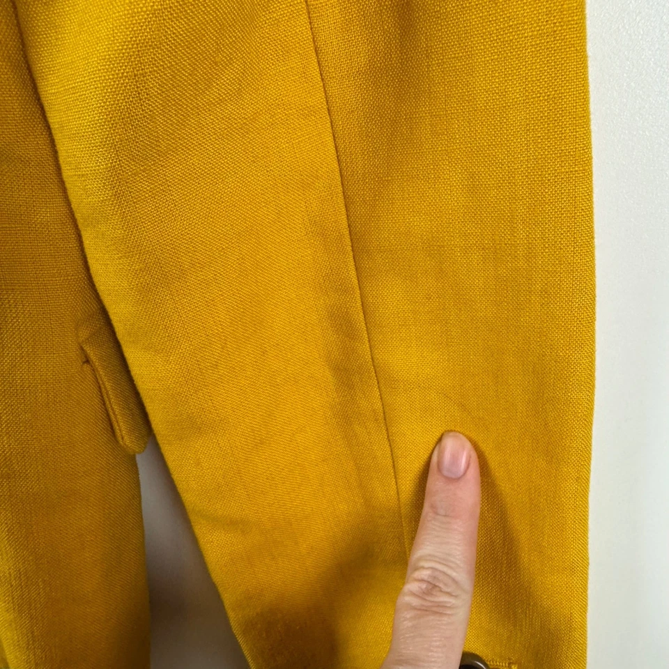 Blazer J Crew Regent tamanho 0P 100% linho amarelo mostarda carreira escritório dinheiro antigo - Imagem 4 de 4