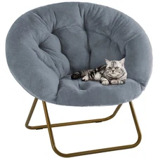 Comfy Saucer Chairs Cozy Faux Fur Soft Lounge Cute Folding Bedroom Living Roo...