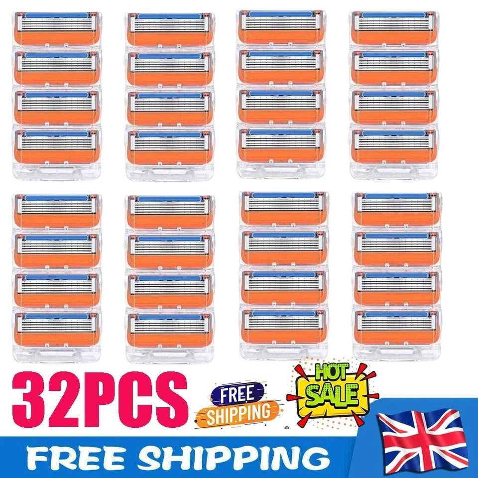 32X Shaving Razor Blades Refills Compatible for Gillette Fusion 5 Proglide New
