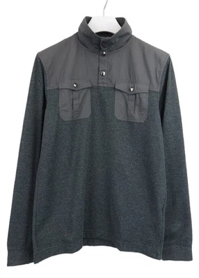 BANANA REPUBLIC Sweatshirt Homme Grand Pullover Poches Mélange Gris - Photo 1/4