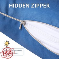 WHATWEARS 18"x18" Outdoor Waterproof Throw Pillows Set of 2 Navy Blue