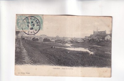 G1093) Postcard VIERZON Pont sur le Cher - BRIDGE 1906
