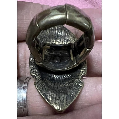 -RING Vintage schwarzer Markasit Stein mit Stretch Messingband - Bild 6 von 11