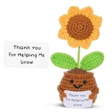 Grevosea Positive Sunflower Doll Crochet with Card, 6.3 Inch Mini Funny 