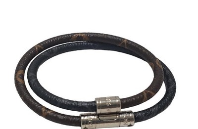 Louis Vuitton Monogram Eclipse Macassar Bracelet 6.5 in Brown/Black Authentic