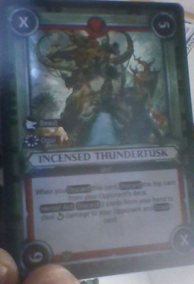 Warhammer Age Of Sigmar Champions Savagery TCG  : Incensed Thudertusk   FOIL