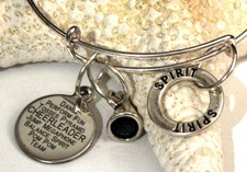 Bangle Bracelet - Adjustable ... "Cheerleader" with 3 Different Charms