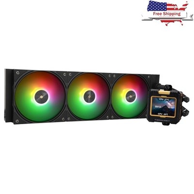 Water Cooling Pump W/ IPS LCD Screen ARGB Support CPU Liquid Cooler Low Noise US