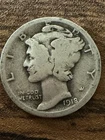 1918 Mercury Dime 10C Silver 0.9 Fine Business Strike Circulated Uncertified