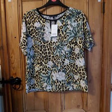 Women's Tunic Blouse by Next Size 14 Floral Print Short Sleeve NWT