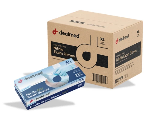 Dealmed Latex Exam Gloves, Sky Blue, 100/Box, 10/Case