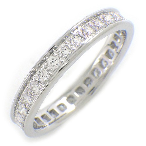 Anillo Cartier Bailarina Alianza de Boda Eternidad Completa Diamante 750WG #53 US6.25