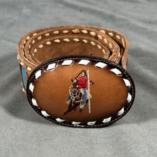 Vintage Custom Tony Lama Hand Tooled Leather 32  Belt Rodeo  Deb  1976