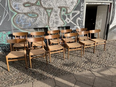 12x Vintage CH23 Chair von Hans Wegner Carl Hansen Buche MidCentury