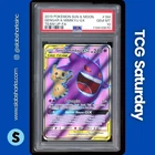 2019 POKEMON SUN & MOON TEAM UP #164/181 GENGAR & MIMIKYU GX TAG TEAM FA PSA 10