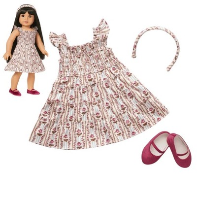 American Girl Hill House Felicity Doll Ellie Nap Dress Velvet Shoes Headband Box