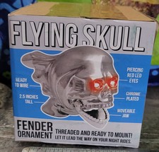 Adorno de guardabarros calavera voladora cromada para mortccles/ratas cañas ajuste universal nuevo en caja