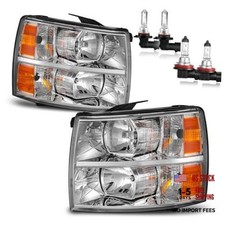 Headlights W/Bulbs for 2007-2013 OE Replacement Chrome - With H/L Beam Bulbs