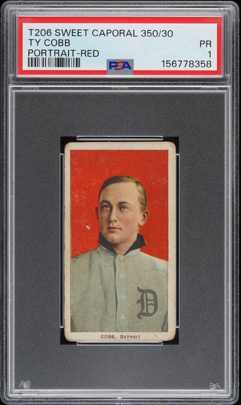 1909-11 T206 SWEET CAPORAL 350/30 PORTRAIT-RED TY COBB PSA 1