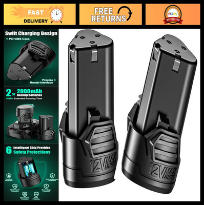 2 Pack 12V 2.0Ah Lithium-Ion Batteries for Power Tools, Ratchet Wrench, Drill &
