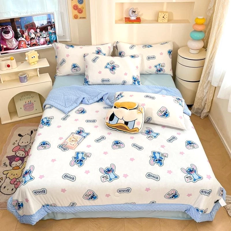 Disney Stitch Full/Queen Comforter Brushed Milk Silk Dimple Dot AOP Soft Quilt - Image 3 of 4