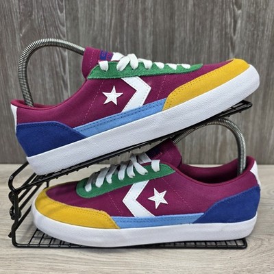 Converse Net Star Classic Low Suede Gr. UK 6,5 weinrot gelb blau weiß lila 
