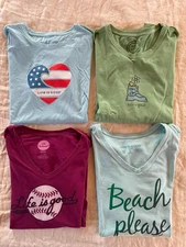LIFE IS GOOD Crusher Tees Women's Large - Lot of 4