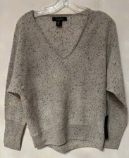 New Tahari 100 2play Cashmere Sweater Size L Long Dolman Sleeves V-neck Gray