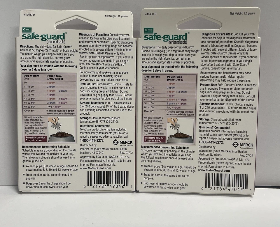 PACK 2 Safe-Guard Merck Perros Caninos Desparasitador Exp 11/26 Envío Gratis Foto 2 de 4