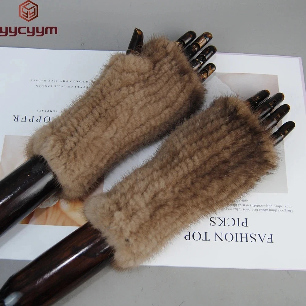 Women Winter Real Mink Fur Fingerless Gloves Genuine Warm Knitted Mittens
Opens in a new window or t