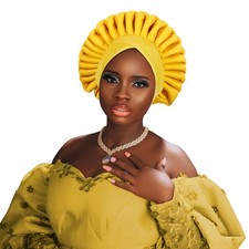 Fashion African Headtie Auto Gele Wrap Head Cap Nigerian Women Wedding Party Hat
